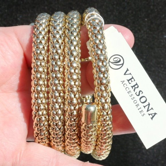 Ethnic Egyptian Goddess Revival Style Goldtone Bohemian Coil Statement Bracelet - Picture 3 of 3